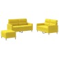 Set di Divani 3 pz con Cuscini Giallo Chiaro in Tessuto Set di Divani 3 pz con Cuscini Giallo Chiaro in Tessuto