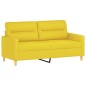 Set di Divani 3 pz con Cuscini Giallo Chiaro in Tessuto Set di Divani 3 pz con Cuscini Giallo Chiaro in Tessuto