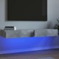 Mobili Porta TV con Luci LED 2 pz Grigio Cemento 60x35x15,5 cm Mobili Porta TV con Luci LED 2 pz Grigio Cemento 60x35x15,5 cm