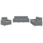 Set di Divani 3 pz con Cuscini Grigio Chiaro in Tessuto Set di Divani 3 pz con Cuscini Grigio Chiaro in Tessuto