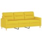 Set di Divani 3 pz con Cuscini Giallo Chiaro in Tessuto Set di Divani 3 pz con Cuscini Giallo Chiaro in Tessuto