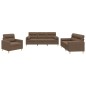 Set di Divani 3 pz con Cuscini Marrone in Tessuto Set di Divani 3 pz con Cuscini Marrone in Tessuto