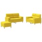 Set di Divani 3 pz con Cuscini Giallo Chiaro in Tessuto Set di Divani 3 pz con Cuscini Giallo Chiaro in Tessuto