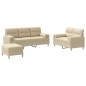 Set Divani 3 pz con Cuscini Crema in Tessuto Set Divani 3 pz con Cuscini Crema in Tessuto