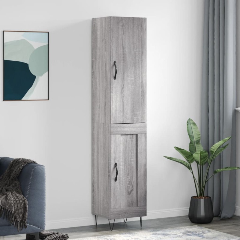 Credenza Grigio Sonoma 34,5x34x180 cm in Legno Multistrato Credenza Grigio Sonoma 34,5x34x180 cm in Legno Multistrato