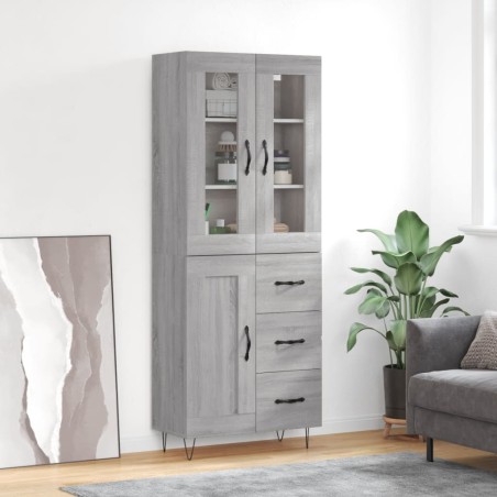 Credenza Grigio Sonoma 69,5x34x180 cm in Legno Multistrato