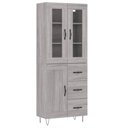 Credenza Grigio Sonoma 69,5x34x180 cm in Legno Multistrato