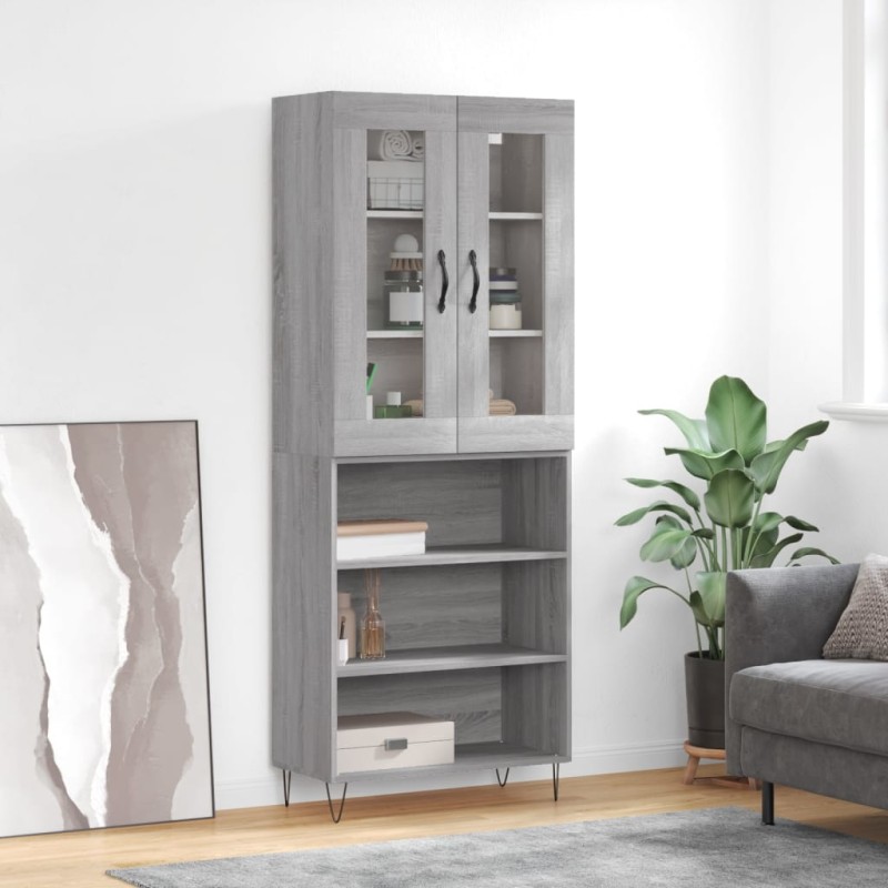Credenza Grigio Sonoma 69,5x34x180 cm in Legno Multistrato Credenza Grigio Sonoma 69,5x34x180 cm in Legno Multistrato