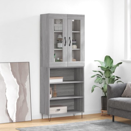 Credenza Grigio Sonoma 69,5x34x180 cm in Legno Multistrato