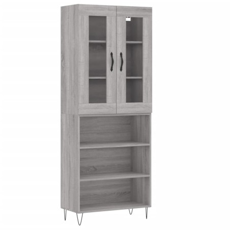 Credenza Grigio Sonoma 69,5x34x180 cm in Legno Multistrato