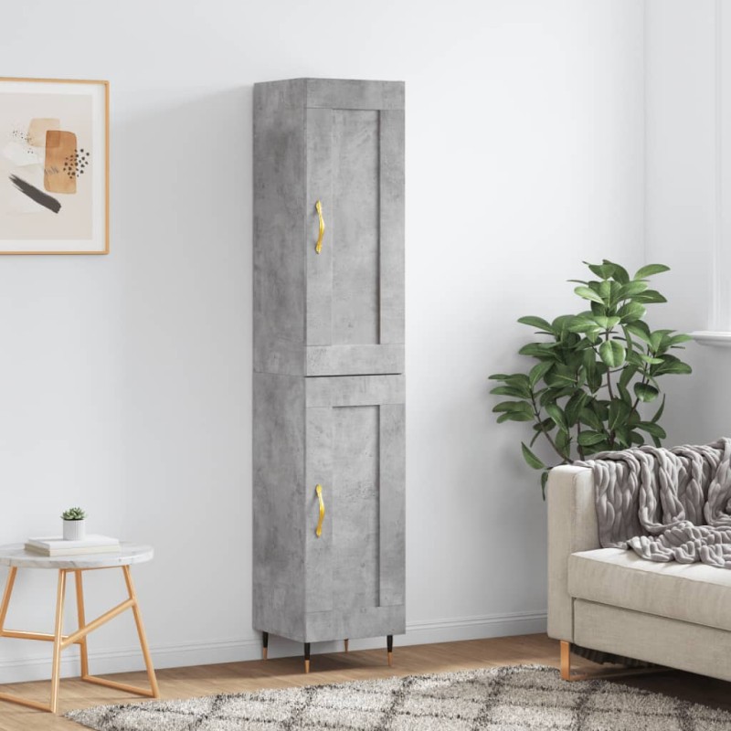 Credenza Grigio Cemento 34,5x34x180 cm in Legno Multistrato Credenza Grigio Cemento 34,5x34x180 cm in Legno Multistrato