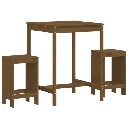 Set Bar da Giardino 3 pz Miele in Legno Massello di Pino