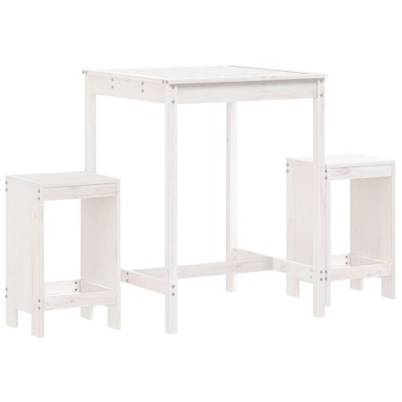 Set Bar da Giardino 3 pz Bianco in Legno Massello di Pino