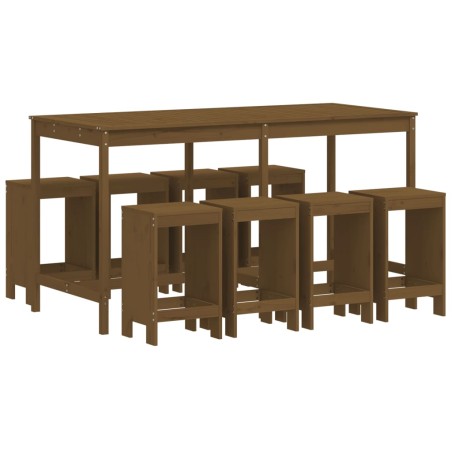 Set Bar da Giardino 9 pz Miele in Legno Massello di Pino