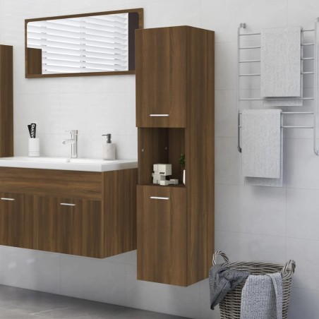Armadietto Bagno Rovere Marrone 30x30x130 cm Legno Multistrato