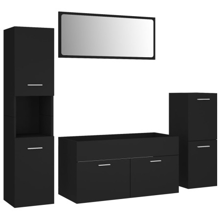 vidaXL Set Mobili da Bagno Nero in Truciolato