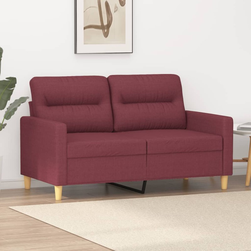 vidaXL Divano a 2 Posti Rosso Vino 120 cm in Tessuto vidaXL Divano a 2 Posti Rosso Vino 120 cm in Tessuto