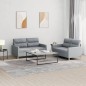 Set di Divani 2 pz con Cuscini Grigio Chiaro in Tessuto Set di Divani 2 pz con Cuscini Grigio Chiaro in Tessuto