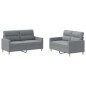 Set di Divani 2 pz con Cuscini Grigio Chiaro in Tessuto Set di Divani 2 pz con Cuscini Grigio Chiaro in Tessuto