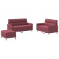 Set di Divani 3 pz con Cuscini Rosso Vino in Tessuto Set di Divani 3 pz con Cuscini Rosso Vino in Tessuto