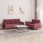 Set di Divani 2 pz con Cuscini Rosso Vino in Tessuto Set di Divani 2 pz con Cuscini Rosso Vino in Tessuto
