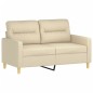Set di Divani 3 pz con Cuscini Crema in Tessuto Set di Divani 3 pz con Cuscini Crema in Tessuto