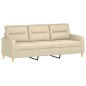 Set di Divani 3 pz con Cuscini Crema in Tessuto Set di Divani 3 pz con Cuscini Crema in Tessuto