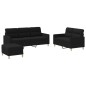 Set di Divani 3 pz con Cuscini Nero in Tessuto Set di Divani 3 pz con Cuscini Nero in Tessuto