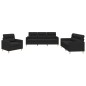 Set di Divani 3 pz con Cuscini Nero in Tessuto Set di Divani 3 pz con Cuscini Nero in Tessuto