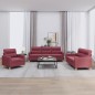 Set di Divani 3 pz con Cuscini Rosso Vino in Tessuto Set di Divani 3 pz con Cuscini Rosso Vino in Tessuto