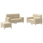 Set Divani 3 pz con Cuscini Crema in Tessuto Set Divani 3 pz con Cuscini Crema in Tessuto