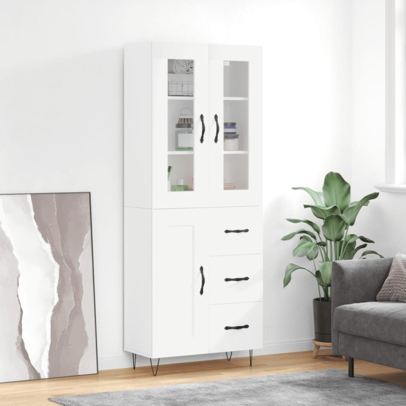 Credenza Bianca 69,5x34x180 cm in Legno Multistrato Credenza Bianca 69,5x34x180 cm in Legno Multistrato