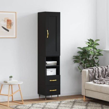 vidaXL Credenza Nera 34,5x34x180 cm in Legno Multistrato