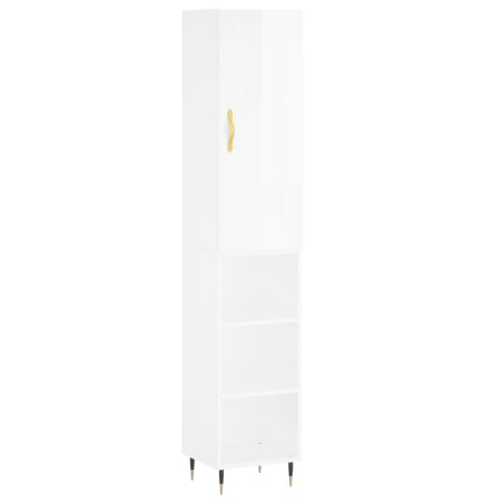 Credenza 34,5x34x180 cm in Legno Multistrato Bianco Lucido