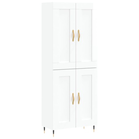 Credenza Bianco Lucido 69,5x34x180 cm in Legno Multistrato