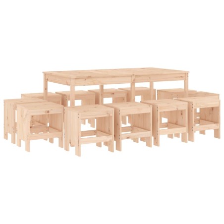 Set da Pranzo da Giardino 13 pz in Legno Massello di Pino