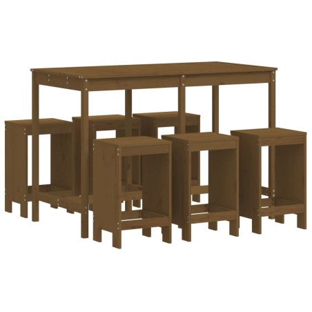 Set Bar da Giardino 7 pz Miele in Legno Massello di Pino