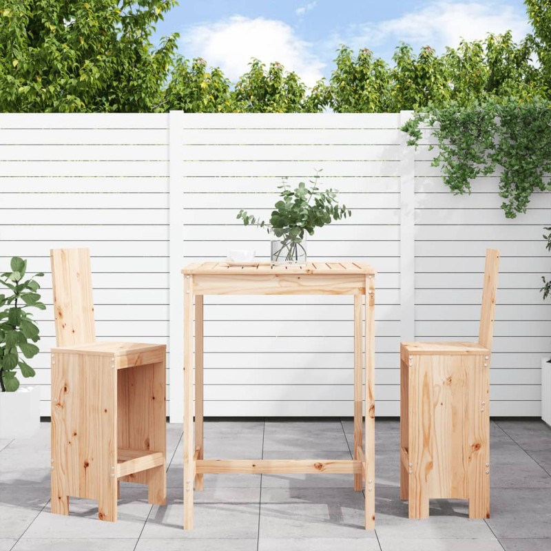 Set Bar da Giardino 3 pz in Legno Massello di Pino Set Bar da Giardino 3 pz in Legno Massello di Pino