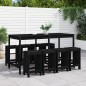 Set Bar da Giardino 9 pz Nero in Legno Massello di Pino Set Bar da Giardino 9 pz Nero in Legno Massello di Pino