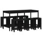 Set Bar da Giardino 9 pz Nero in Legno Massello di Pino Set Bar da Giardino 9 pz Nero in Legno Massello di Pino
