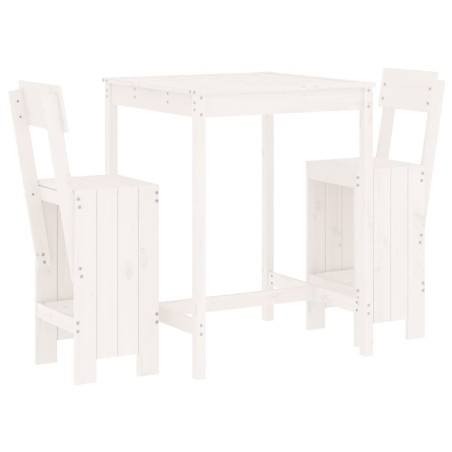 Set Bar da Giardino 3 pz Bianco in Legno Massello di Pino