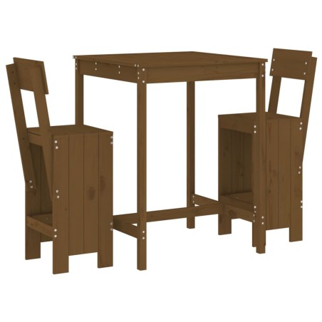 Set Bar da Giardino 3 pz Miele in Legno Massello di Pino