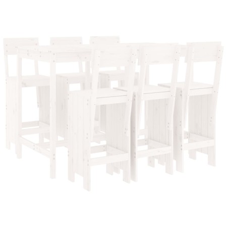Set Bar da Giardino 7 pz Bianco in Legno Massello di Pino