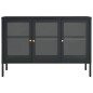Credenza Antracite 105x35x70 cm in Acciaio e Vetro Credenza Antracite 105x35x70 cm in Acciaio e Vetro