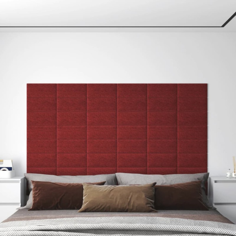 Pannelli Murali 12 pz Rosso Vino 30x15 cm Tessuto 0,54 m² Pannelli Murali 12 pz Rosso Vino 30x15 cm Tessuto 0,54 m²