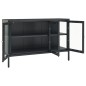 Credenza Antracite 105x35x70 cm in Acciaio e Vetro Credenza Antracite 105x35x70 cm in Acciaio e Vetro