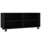 Mobile TV con Ruote Nero 90x35x35 cm in Legno Multistrato Mobile TV con Ruote Nero 90x35x35 cm in Legno Multistrato