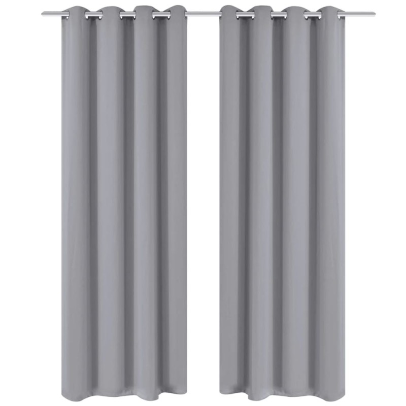 2 Pz Tende Oscuranti con Occhielli in Metallo 135x175 cm Grigie 2 Pz Tende Oscuranti con Occhielli in Metallo 135x175 cm Grigie