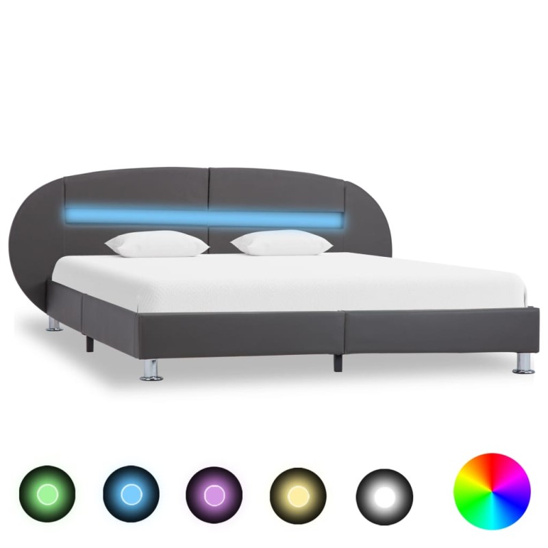 Giroletto con LED Grigio in Similpelle 120x200 cm Giroletto con LED Grigio in Similpelle 120x200 cm