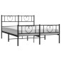 Giroletto con Testiera e Pediera Metallo Nero 135x190 cm Giroletto con Testiera e Pediera Metallo Nero 135x190 cm